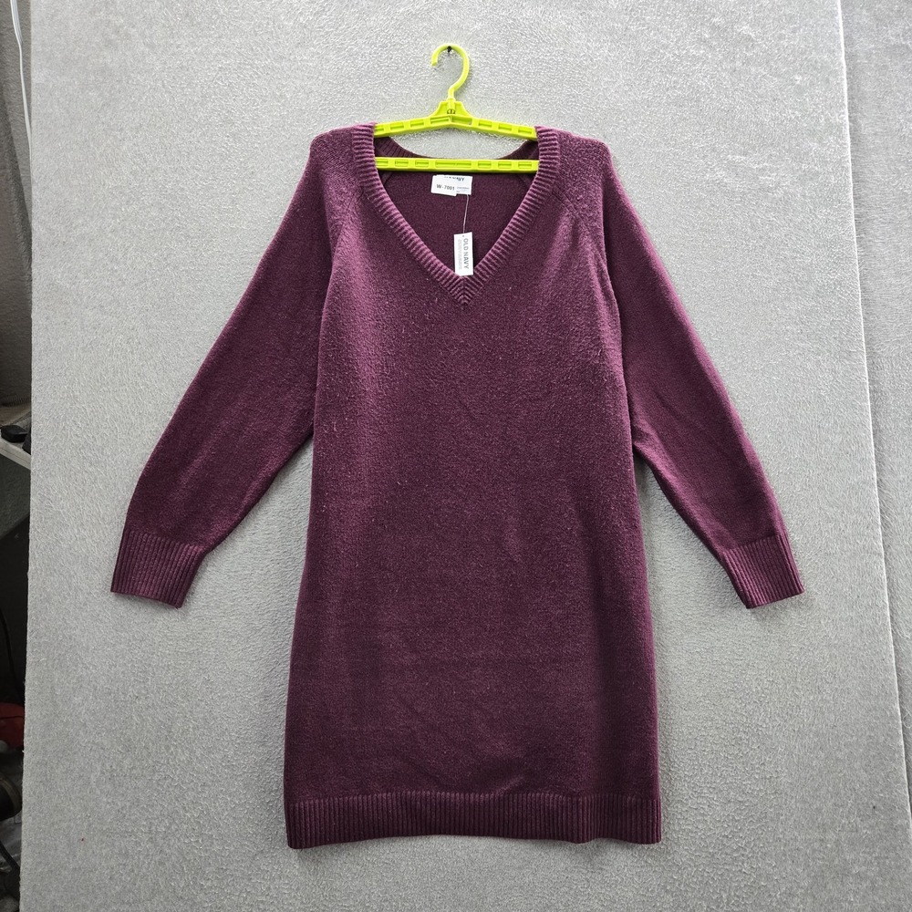 Old Navy Women Dress XL Purple Cotton Nylon Sweater Long Sleeve Tunic NWT